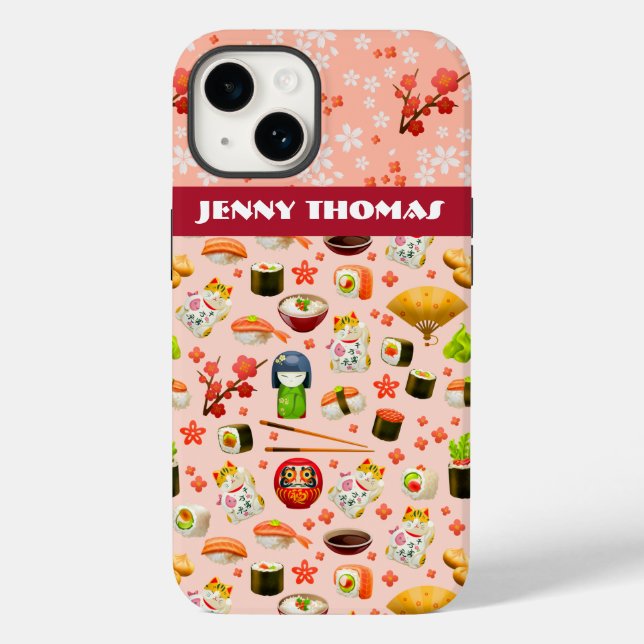 Sushi-Fisch aus japanischer Liebe in rosa Case-Mate iPhone Hülle (Rückseite)