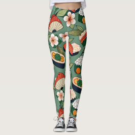 Sushi Floral Custom Muster Leggings