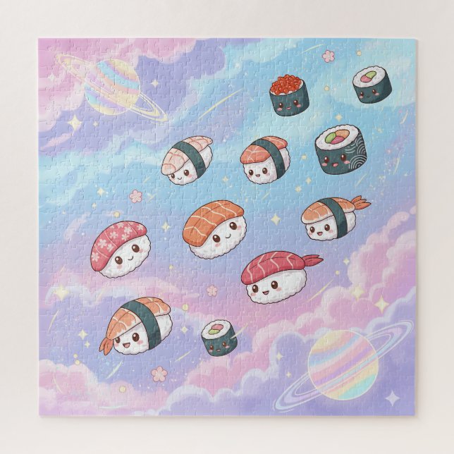 Sushi Flying in Pastel Galaxy Sky Puzzle (Vertikal)
