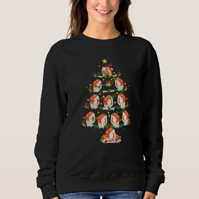 Sushi Food  Xmas Lights Sushi Christmas Tree Sweatshirt (Vorderseite)