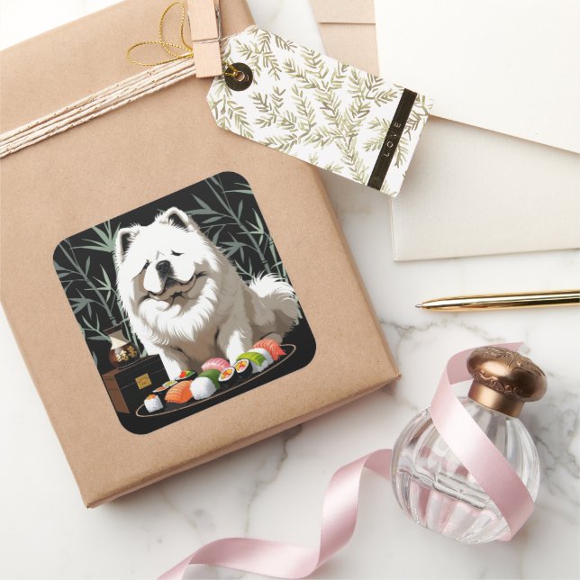 SUSHI FÜR ALLE - Cream Chow  Quadratischer Aufkleber (Schenken)