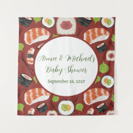 Sushi Gender Neutral Baby Shower Wandteppich
