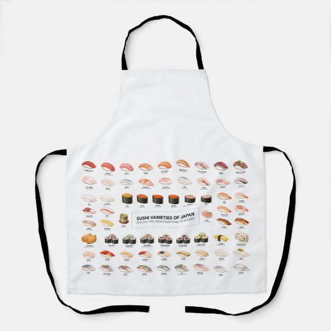 Sushi Guide Apron – Japanese Food Chart Schürze (Vorderseite)