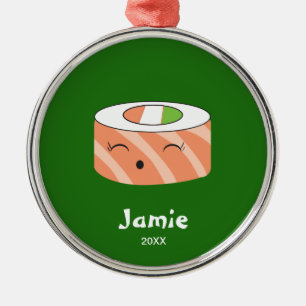 Sushi Holiday Illustration Individuelle Name Ornament Aus Metall