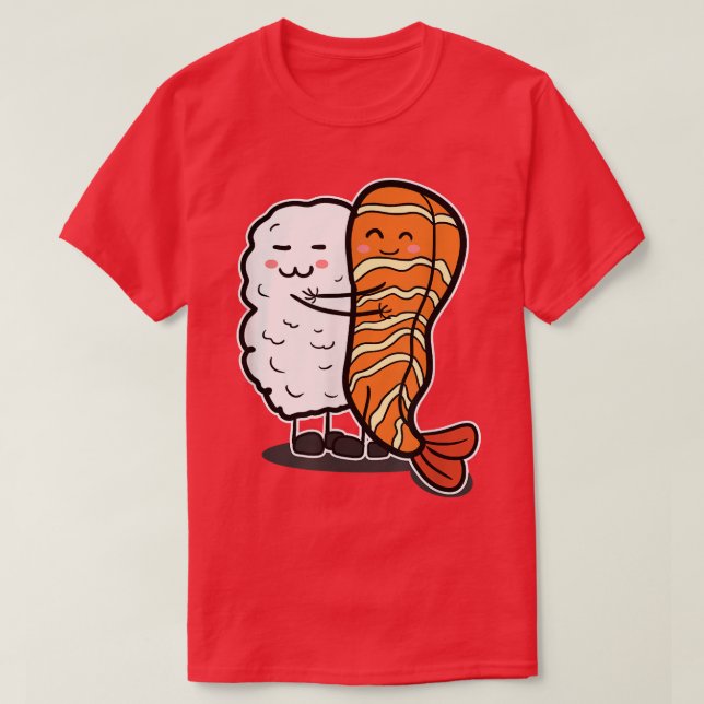 Sushi Hug einander Japan Sushi Liebhaber T-Shirt (Design vorne)
