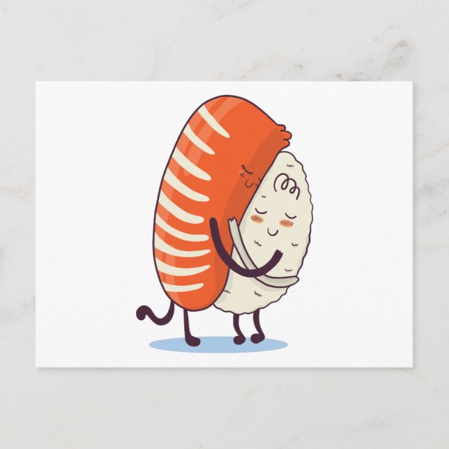 Sushi Hug Niedlich Kawaii Japanisch Postkarte (Vorderseite)