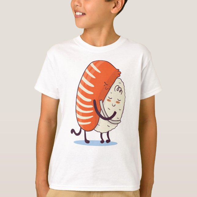Sushi Hug Niedlich Kawaii Japanisch T-Shirt (Vorderseite)
