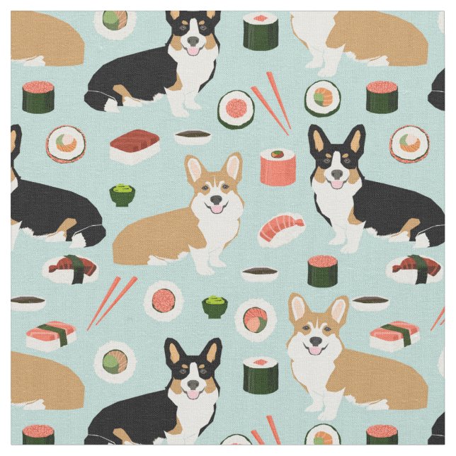 Sushi-Hunde Stoff (Nahaufnahme)
