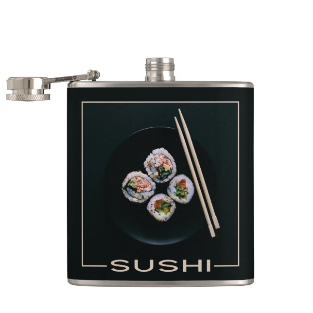 Sushi-individuelle Name-Flasche Flachmann (Geöffnet)