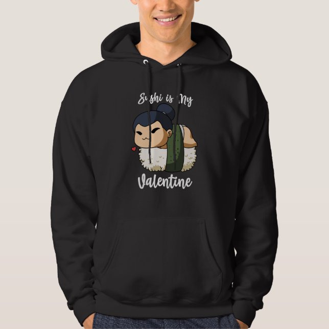 Sushi is My Valentine Sumo Wrestler Valentine's Da Hoodie (Vorderseite)