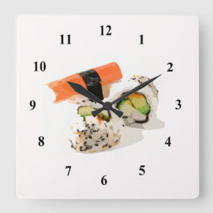 Sushi – japanische Esskunst Quadratische Wanduhr