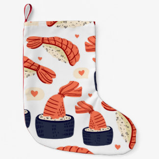 Sushi japanische Küche Nahtloses Muster Kleiner Weihnachtsstrumpf