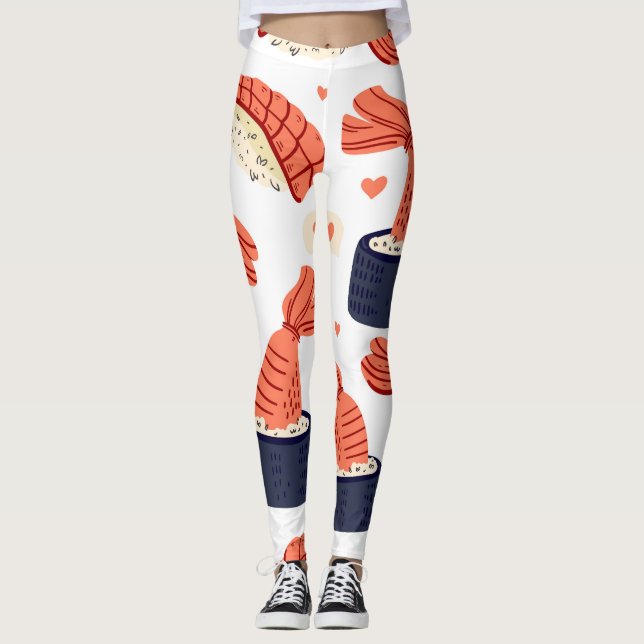 Sushi japanische Küche Nahtloses Muster Leggings (Vorderseite)