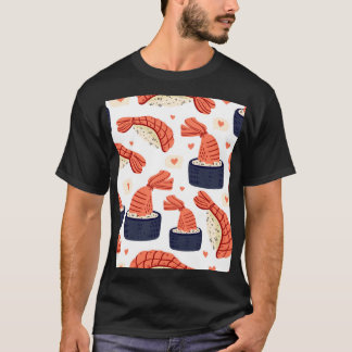 Sushi japanische Küche Nahtloses Muster T-Shirt