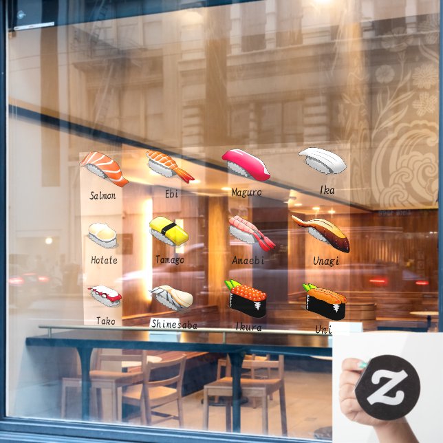 Sushi japanische Lebensmittel japanische Fisch Jap Fensteraufkleber (Café-Fenster)