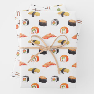 Sushi japanisches Lebensmittelmuster Geschenkpapier Set