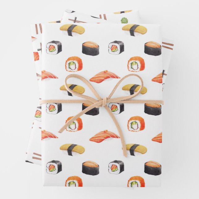 Sushi japanisches Lebensmittelmuster Geschenkpapier Set (Beispiel)