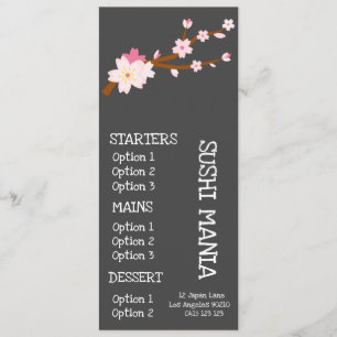 Sushi japanisches Restaurant mit stilvollem Abendm Menükarte