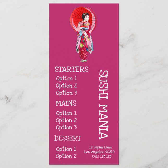 Sushi japanisches Restaurant Sushi Dinner Menü Menükarte (Vorderseite)