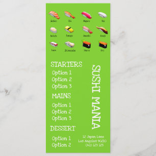 Sushi Japanisches Restaurant Wasabi Abendmenü Menükarte