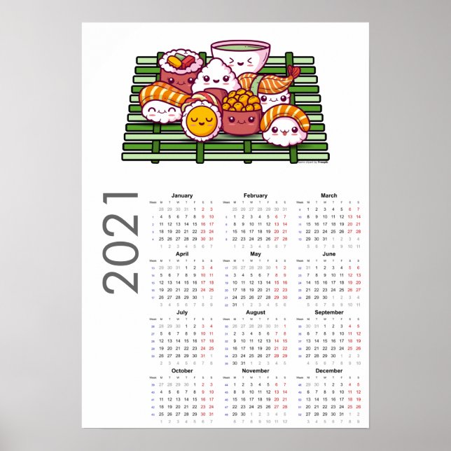 Sushi-Kalender 2021-Poster Poster (Vorne)