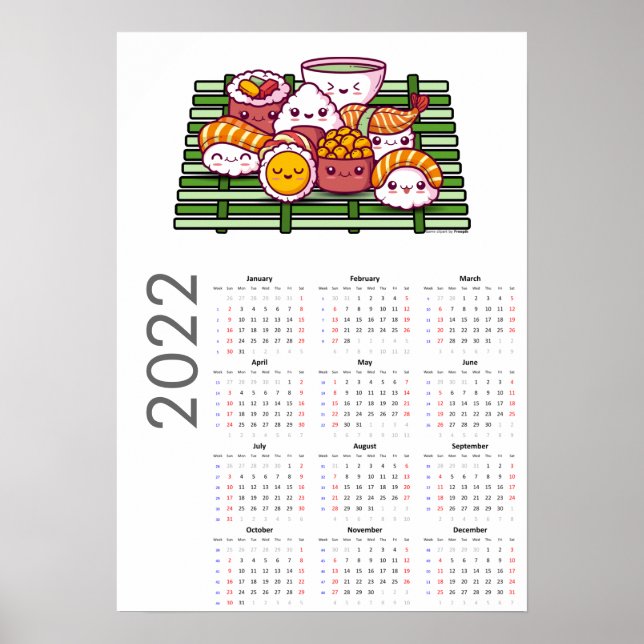 Sushi-Kalender 2022-Poster Poster (Vorne)