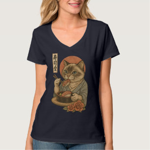 Sushi-Katze – Elegante japanische Katze beim Sushi T-Shirt