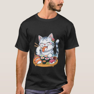 Sushi-Katze genießt ein leckeres Sushi-Festmahl T-Shirt