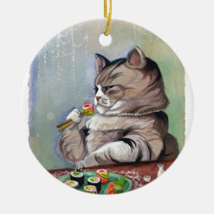 Sushi-Katzen-extravagantes Fest Keramikornament