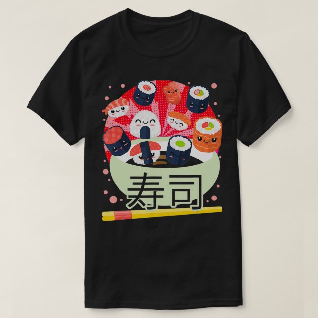 Sushi Kawaii Niedlich japanisches Essen Japan Anim T-Shirt (Design vorne)