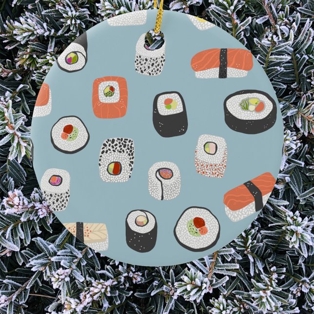 Sushi Keramik Ornament (Japanese sushi Christmas ornament)