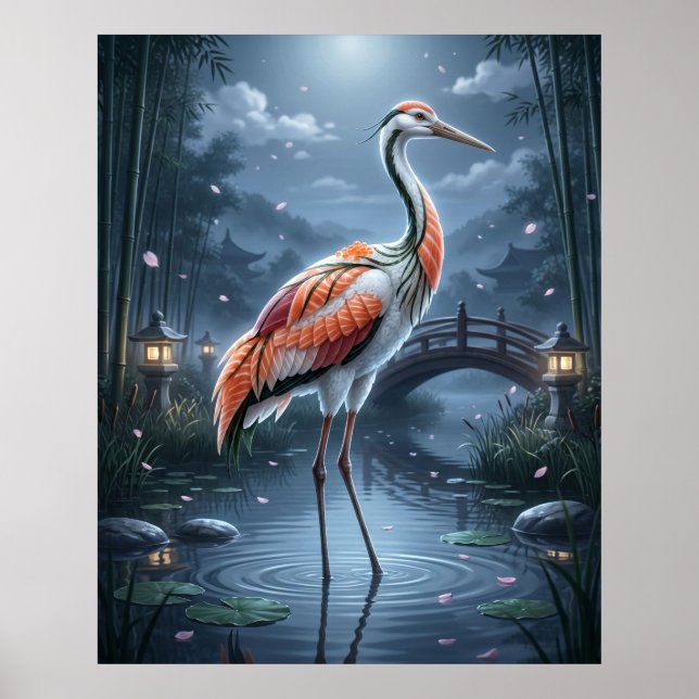 Sushi Kranich Mond Marsch Poster (Vorne)