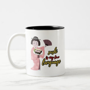 Sushi-Liebe-T - Shirt-Design Zweifarbige Tasse