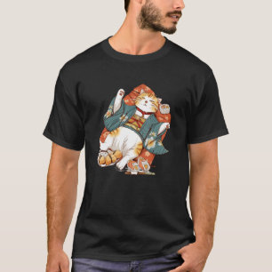 Sushi-Liebhaber Vintage-Kätzchen Traditionelle Jap T-Shirt