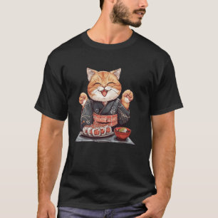 Sushi-Liebhaber Vintage-Kätzchen Traditionelle Jap T-Shirt