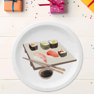 Sushi-Liebhaber-Wasserfarben-Partyessen Pappteller