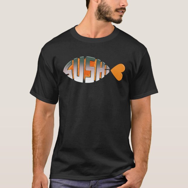 Sushi Love Religious Fish Inspired Typography Salm T-Shirt (Vorderseite)