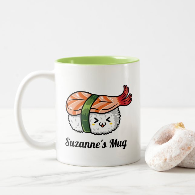 Sushi-Lover-Geschenk Zweifarbige Tasse (Mit Donut)