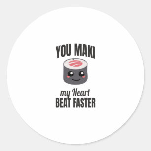 Sushi Maki  Japanische Küche Geschenk Idee Runder Aufkleber