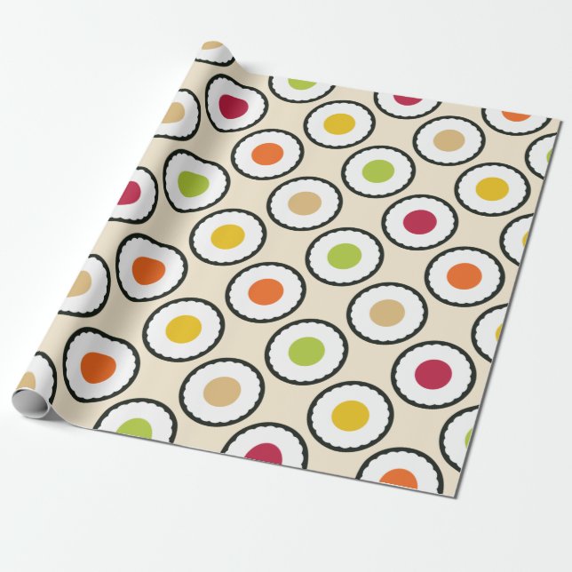 Sushi Maki Polka Dots Geschenkpapier (Ungerollt)