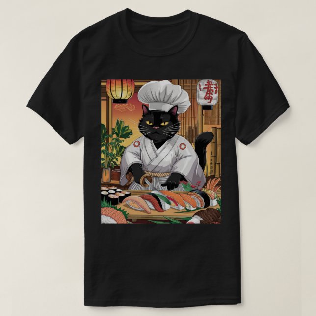 Sushi Master Black Cat T-Shirt (Design vorne)