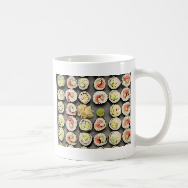 Sushi mit Wasabi und Ginger Tasse (Rechts)