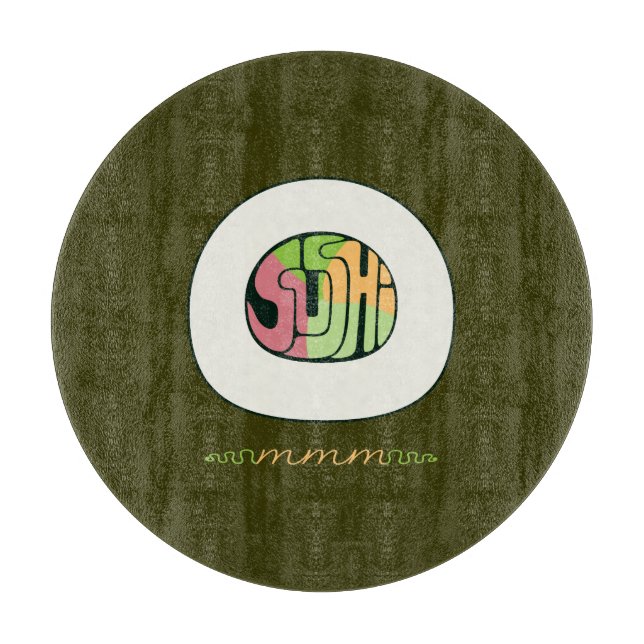 Sushi mmm Glasschneidplatte Schneidebrett (Vorderseite)