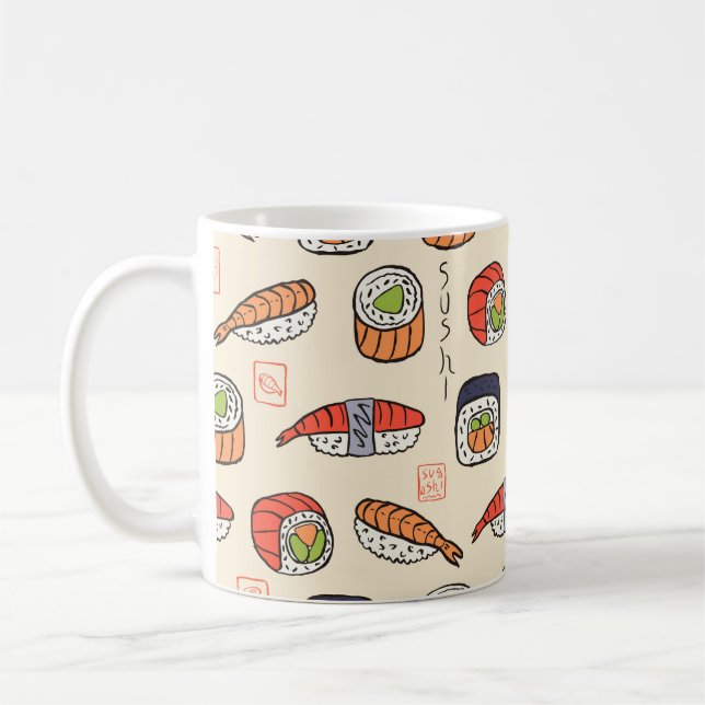 Sushi-nahtloses Muster Kaffeetasse (Links)