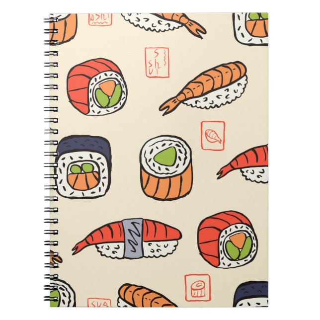 Sushi-nahtloses Muster Notizblock (Vorderseite)
