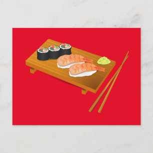 Sushi niedlich japanisches Essen Postkarte