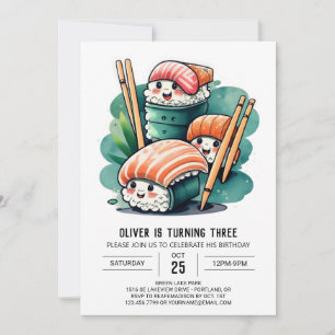 Sushi Night Printable Geburtstag Einladung