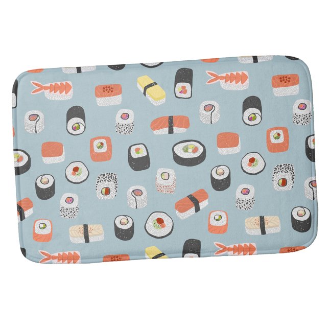 Sushi Nigiri Maki Roll Pattern Badematte (Fun Japanese sushi food art bath mat)