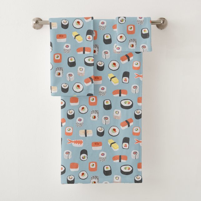 Sushi Nigiri Maki Roll Pattern Badhandtuch Set (Insitu)