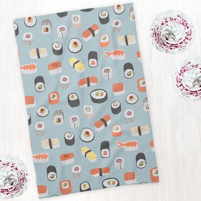Sushi Nigiri Maki Roll Pattern Geschirrtuch (Japanese Sushi pattern kitchen tea towel)